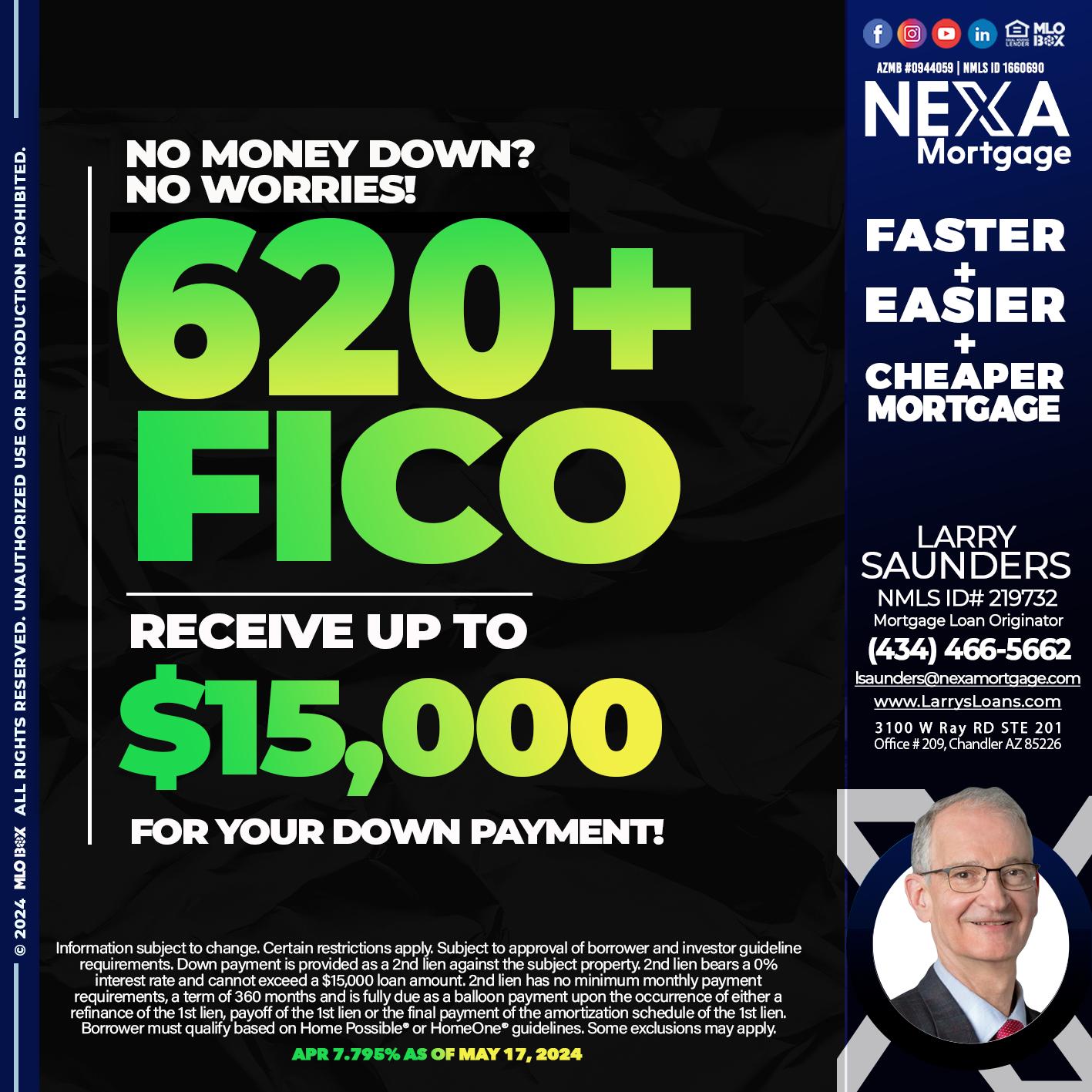 620 FICO - Larry Saunders -Mortgage Loan Originator