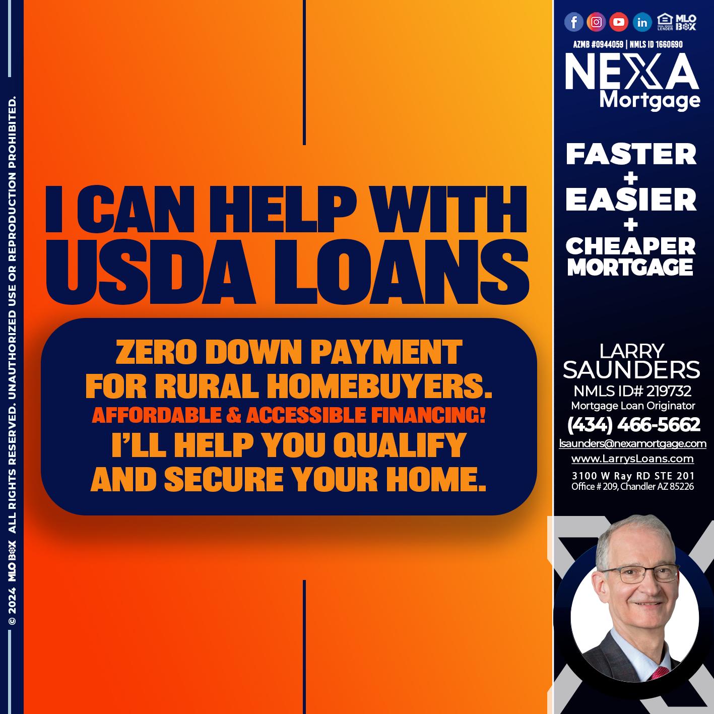 I CAN HELP USDA LOANS - Larry Saunders -Mortgage Loan Originator